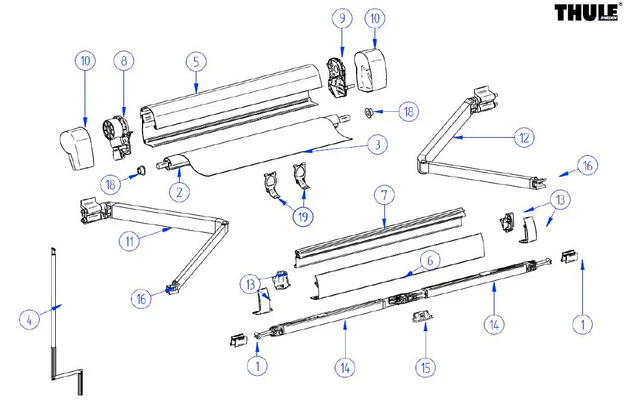 Thule Markisenrolle Nabe für Endplatte 2 Stück links und rechts für Markise Omnistor 5102 / VW 2,6 Meter – Thule Ersatzteilnummer 1500602755