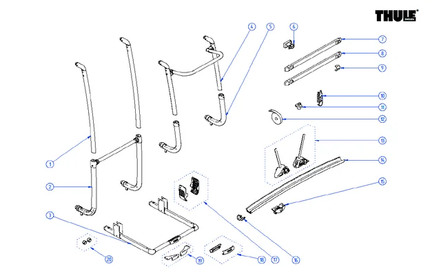 Thule oberer Tragarm für Fahrradträger Excellent LV / SV – Thule Ersatzteilnummer 1500602393