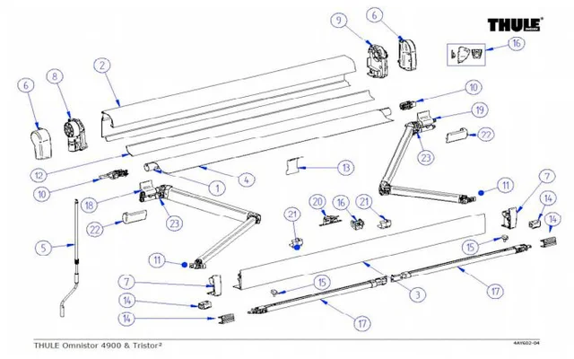 Thule Rändelschraube Stützfuß passend zu Typ 4900 / Tristor