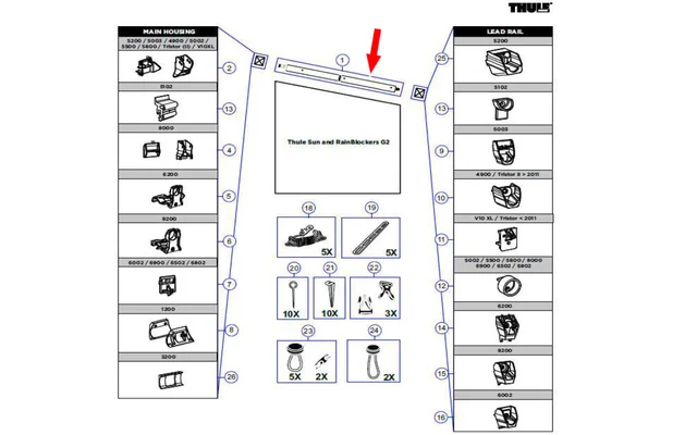 Thule Spannstange passend zu Omnistor 9200 / Smart Blocker G2, Aluminium