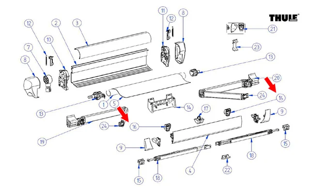 Thule Spannstangen und Klemmprofil passend zu Omnistor 5003