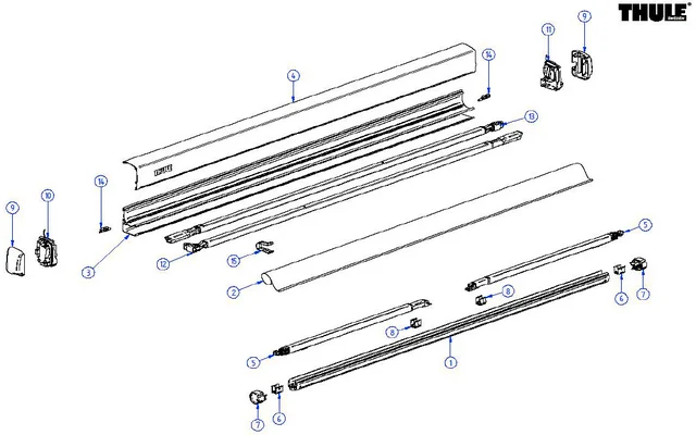 Thule Stützfuß für Markise Omnistor 3200 2,7 – 3,0 Meter – Thule Ersatzteilnummer 1500603514