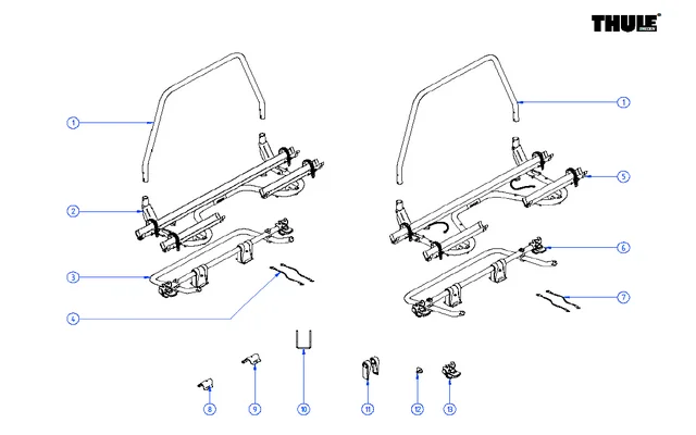 Thule Träger Schienenbügel für Fahrradträger Caravan Superb – Thule Ersatzteilnummer 1500602772