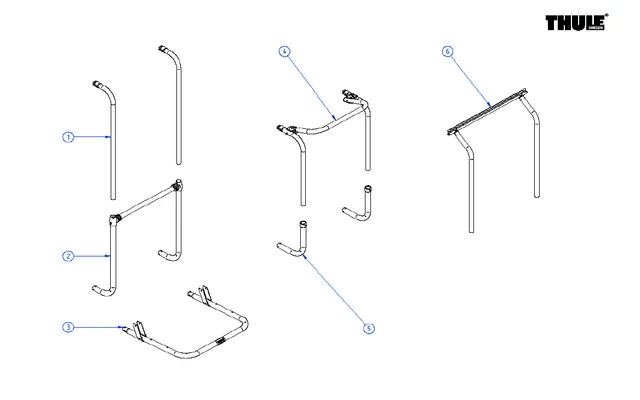 Thule Tragrahmenbügel für Fahrradträger Sport G2 W150/Hobby – Thule Ersatzteilnummer 1500602642