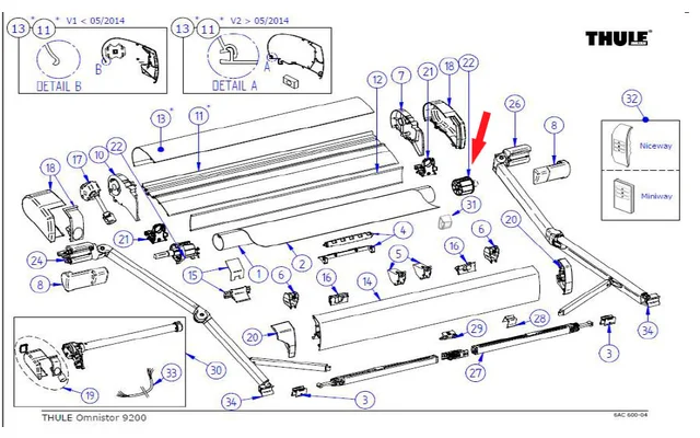Thule Tuchrollenendkappen-Satz