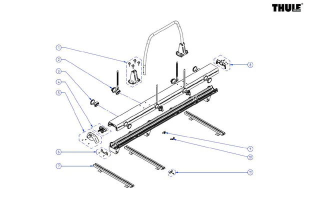 Thule Verriegelung Schienengleiter für Fahrradträger VeloSlide – Thule Ersatzteilnummer 1500603206