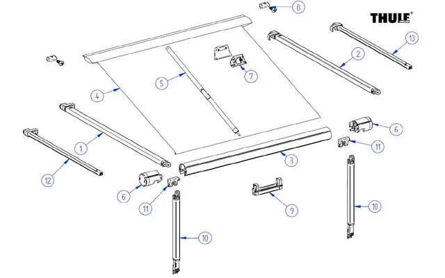 Thule Walze für Markise Omnistor 1200 4,25 Meter – Thule Ersatzteilnummer 1500602915