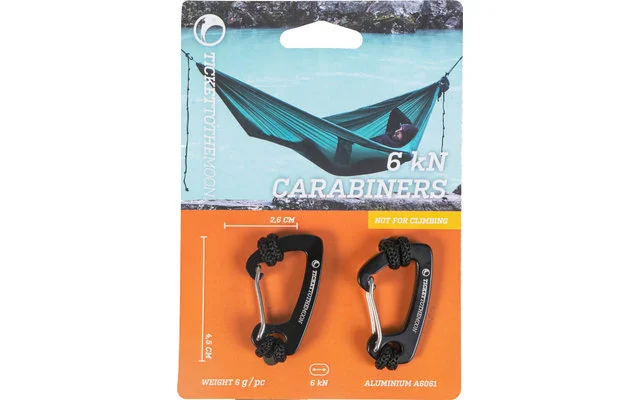 Ticket To The Moon 6kN Aluminium Karabiner für Ausrüstung und leichte Hängematte 2 Stück