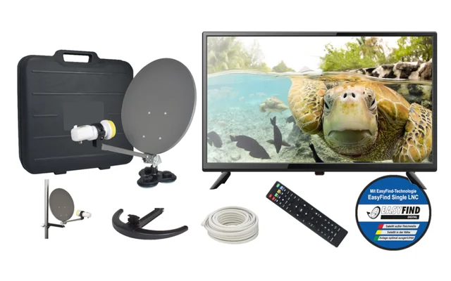 Travel TV Camping Set EasyFind Sat-Antenne mit 24″ Fernseher