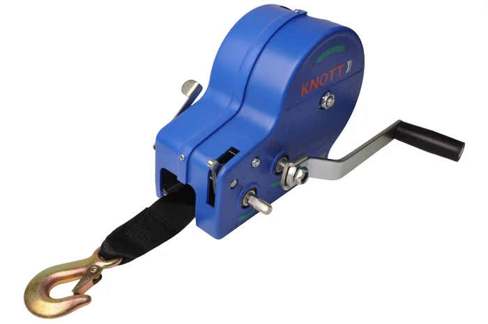 Ungebremste Handwinde – 900/450 kg – inklusive Windengurt und Lasthaken – 2 Geschwindigkeiten