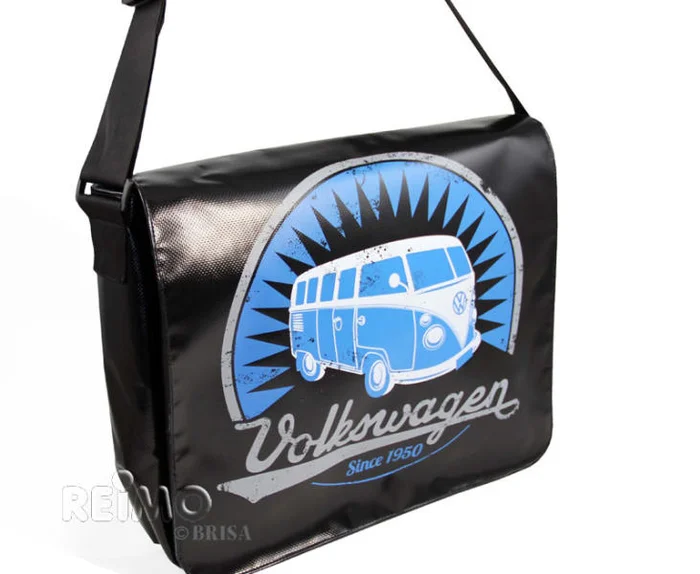 VW Collection Schultertasche“Bulli“,aus LKW-Plane,33x40x12cm, schwarz