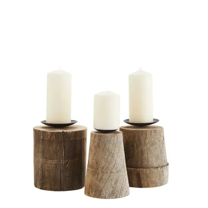 WOODEN CANDLE STANDS 3er Set