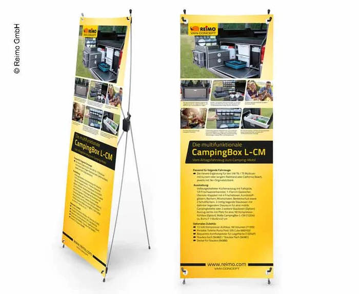 X-Banner – Motiv: Reimo Campingbox L-CM, Deutsch, Größe: 60x180cm