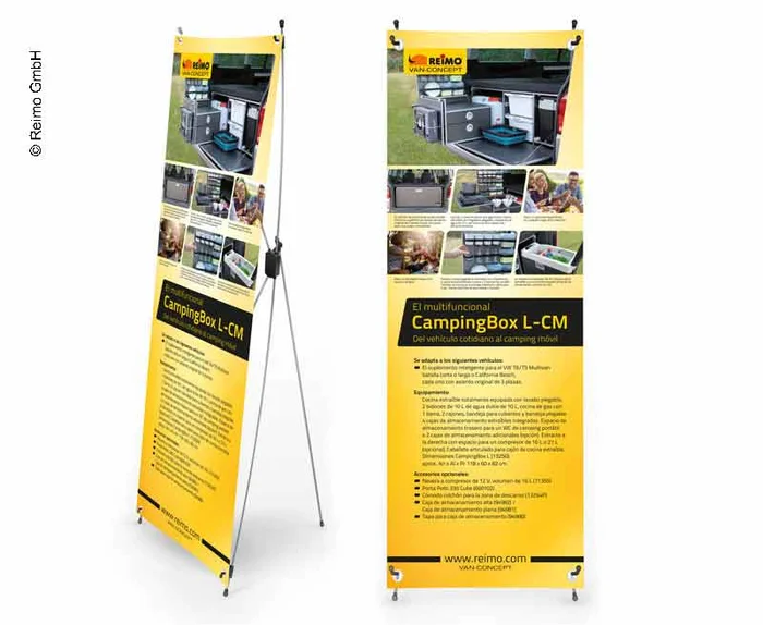 X-Banner – Motiv: Reimo Campingbox L-CM, Spanisch, Größe: 60x180cm